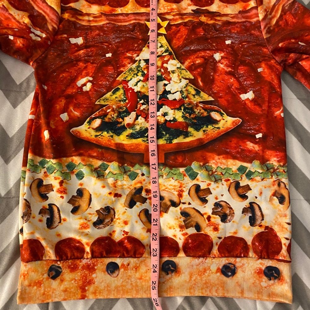 Ugly Christmas Pizza Sweatshirt Extra Cheese! - Picture 10 of 14